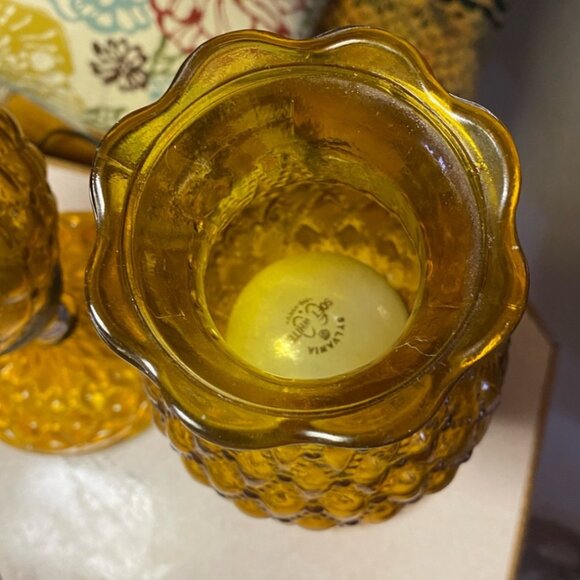 78-(VHD) Vintage. Home Decor. Amber. Glass. Hurricane Lamps. - Picture 15 of 15